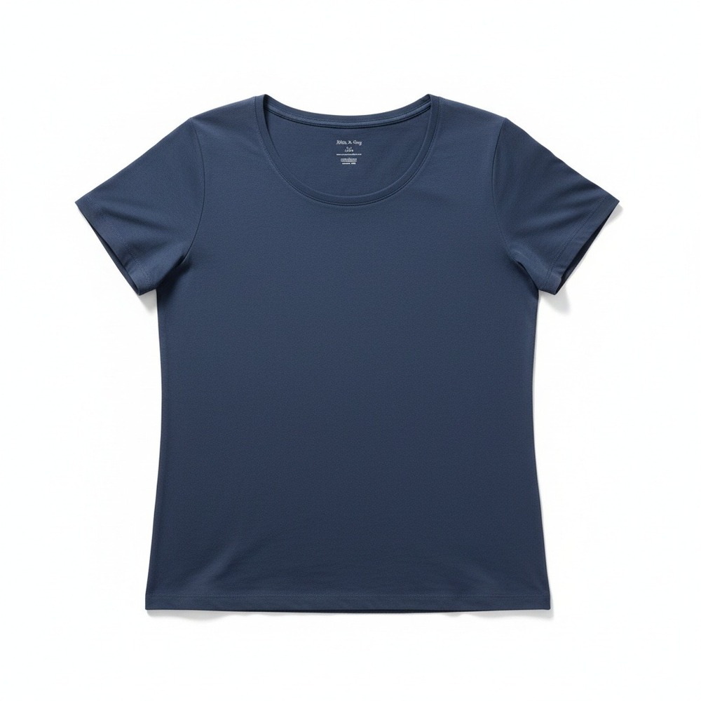 White Stag Womens Navy Blue 100% Cotton Scoop Neck T-Shirt Size L 12-14